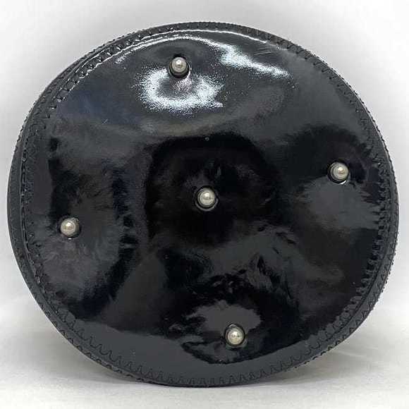 Gucci Bamboo Drawstring Handbag Patent Leather Suede Black Beige - Picture 4 of 10